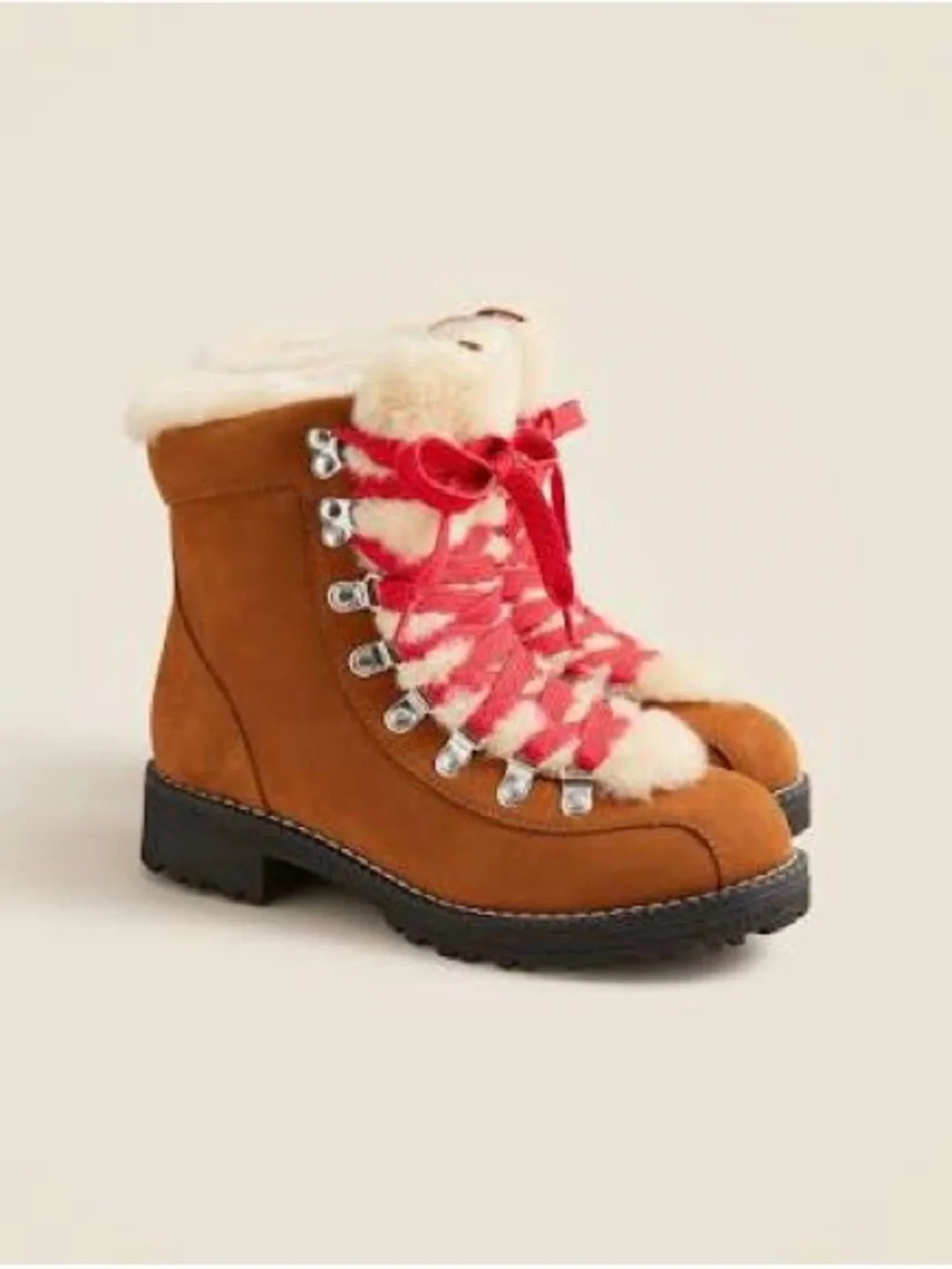 NEW J. Crew Nordic Winter Boots Danner DUPE  Hiking City Chic Fur Pecan Suede